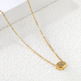 8.6*6.8mm Convex Oval CNC Zirconia Pendant 0.3 Cross Chain 40+5cm+6mm Round Necklace Gold color