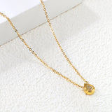 7.8*6mm Convex Teardrop CNC Zirconia Pendant 0.3 Cross Chain 40+5cm+6mm Round Necklace GOLD