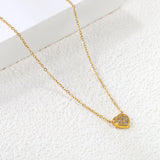 7.7*8mm Convex Heart CNC Zirconia Pendant 0.3 Cross Chain 40+5cm+6mm Round Necklace Golden