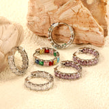 Thick 3*W 4.4*ID 13.3mm ear clips with inner and outer square white/purple/colored zirconium steel/golden