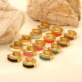 Thickness 2.2*Width 4*Inner Diameter 9mm Earrings Sticky White/Black/Pink/Light Blue/Orange/Green/Coffee Leather Gold Color