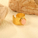 13.3*15.2mm oval with pink crystal tiger's eye stone fittings open-end ring Golden 8