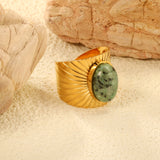 H18.8mm Chrysoprase Split Ring Gold Color