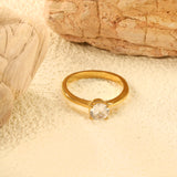 H6mm Round Minimalist White Zirconia Ring Gold/steel color