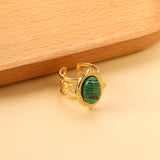 Open Oval Band with Green Turquoise Ring