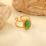 13.2*14.8mm Oval Chrysoprase/ Chrysoprase Fittings Open-end Ring Gold 8