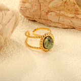 13.2*14.8mm Oval Chrysoprase/ Chrysoprase Fittings Open-end Ring Gold 8