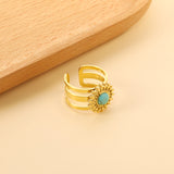 Open Band & Tiny Bead Lace & Turquoise Ring