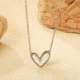 White Shell Heart Pendant Necklace 40+5cm