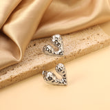 Pitted Faceted Heart Stud Earrings 23.8*21.5mm