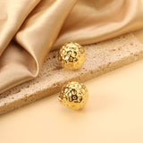 Open Ball Hammered Stud Earrings 22mm Gold Color