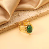 Open Oval Band with Green Turquoise Ring