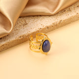 Open Oval Band with Blue Natural Stone Ring