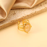 Open Oval Band with White Natural Stone Ring