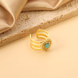 Open Band & Tiny Bead Lace & Turquoise Ring