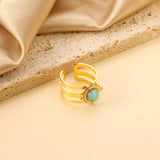 Open Band & 4 Small Lychees & Spherical Natural Stone Ring