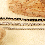 2mm/3mm Round White/Black Crystal Zirconia 17cm Clasp Bracelet Steel/Golden