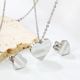 Heart Shape Sticky White Shell Set Steel/Gold Earrings:12*12mm Pendant:18*18mm 04Cross45+5cm+6mm Round Plaque