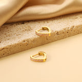 Heart Shaped Circle with White & Pink Diamonds Ear Clips 2.8*14.*12.8mm