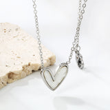 White Shell Heart Pendant Necklace 40+5cm