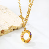 13mm circle with mixed color flower oil drop pendant necklace 40+5cm+Golden