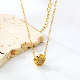 8.5mm Round CNC Zirconia Pendant with Convex Edge 0.3 Cross Chain 40+5cm+6mm Round Necklace Golden