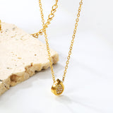 7.8*6mm Convex Teardrop CNC Zirconia Pendant 0.3 Cross Chain 40+5cm+6mm Round Necklace GOLD