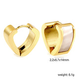 Heart shaped with white shell earrings 2.2*width 6.7*height 14mm steel color & gold color