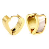 Heart shaped with white shell earrings 2.2*width 6.7*height 14mm steel color & gold color