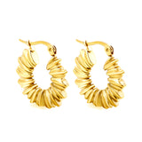 Circle earrings with pattern earrings 3.6*7.4*23.3mm gold color