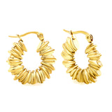 Circle earrings with pattern earrings 3.6*7.4*23.3mm gold color