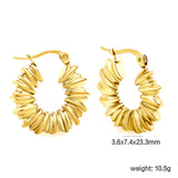 Circle earrings with pattern earrings 3.6*7.4*23.3mm gold color