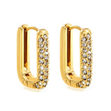 U-shaped earrings with white diamonds 12.7*20mm gold color