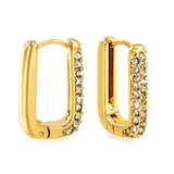 U-shaped earrings with white diamonds 12.7*20mm gold color