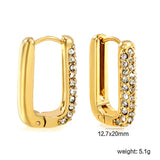 U-shaped earrings with white diamonds 12.7*20mm gold color