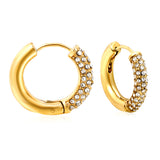 Round Earrings with White Diamonds 4*21.6mm Gold Color