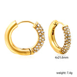 Round Earrings with White Diamonds 4*21.6mm Gold Color