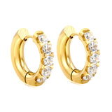 Round with 5 round white diamonds/mixed diamonds ear clips 5*21.6mm gold color