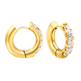 Round with 5 round white diamonds/mixed diamonds ear clips 5*21.6mm gold color