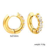 Round with 5 round white diamonds/mixed diamonds ear clips 5*21.6mm gold color