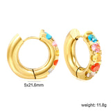 Round with 5 round white diamonds/mixed diamonds ear clips 5*21.6mm gold color