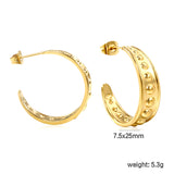 C-shaped earrings with bulging face 7.5*25mm gold color