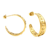 C-shaped earrings with bulging face 7.5*25mm gold color