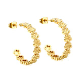 C-shaped flower earrings 1.9*5.4*27mm gold color