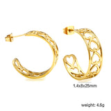 C-shaped hollow heart earrings1.4*width 8*height 25mm gold color