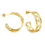 C-shaped hollow heart earrings1.4*width 8*height 25mm gold color