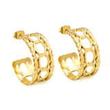 C-shaped hollow pattern earrings thickness 1.4*width 11.2*height 25mm gold color