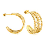 C-shaped flower earrings Th1.8*W11*H26mm Gold color