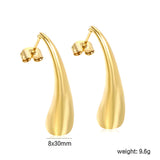 Long Teardrop Earrings 8*30mm Steel & Gold Color