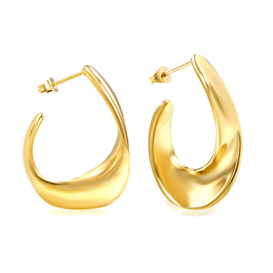 Shaped open half circle earrings 22.6*31.4mm gold color